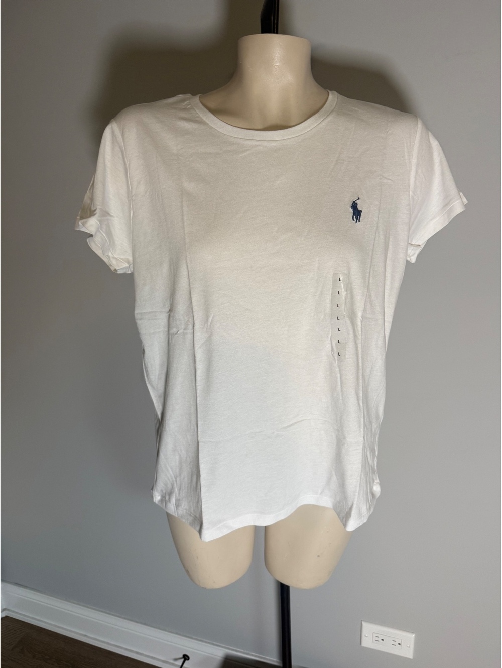Polo Ralph Lauren White Navy Logo T-Shirt Large